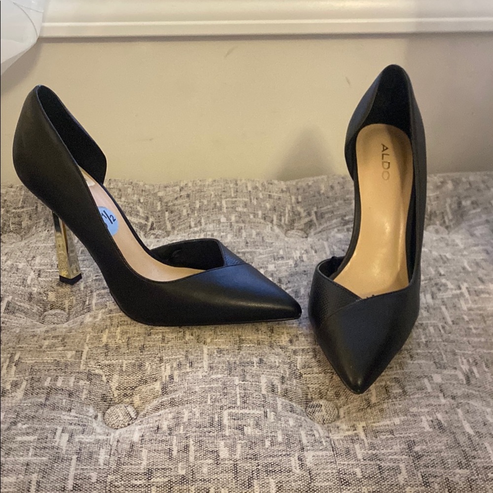 Aldo Elegant Black Heels with Gold Detail